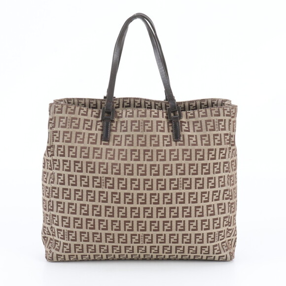 FENDI Handbags - Fendi Zucchino 8BH019 Leather Tote Bag Shoulder Handbag Brown Women's